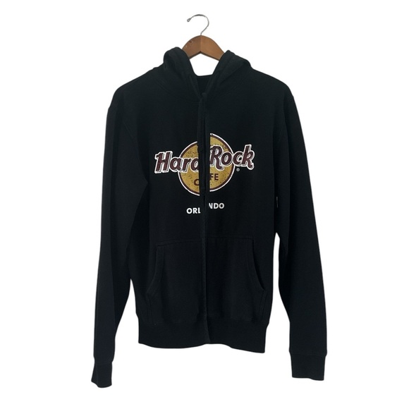 Hard Rock Cafe Black Open Front Hoodie sz M - Picture 1 of 7